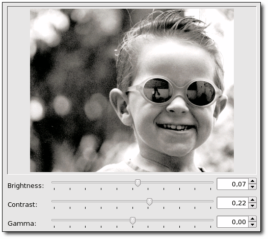Das Werkzeug Helligkeit/Kontrast/Gamma in Aktion