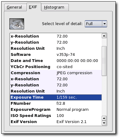 Die EXIF Anzeige in Aktion