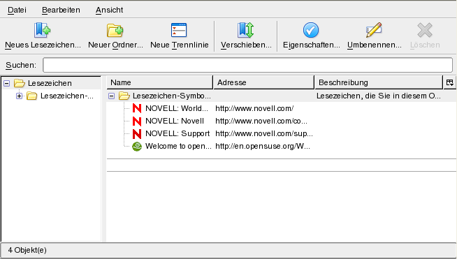 Verwenden des Lesezeichen-Managers von Firefox