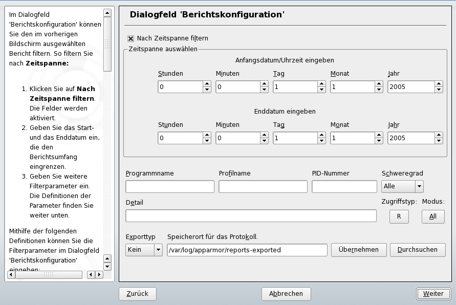 Berichtkonfiguration