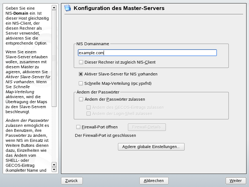 Konfiguration des Masterservers