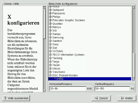 Auswahl des Monitors