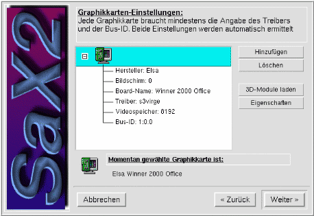 SaX2 - Auswahl der Grafikkarte