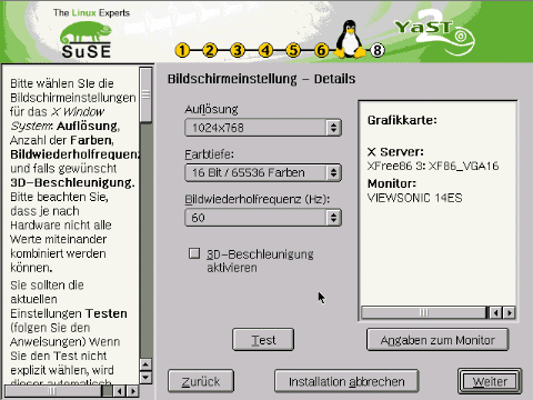 Anpassung der Bildschirmeinstellung