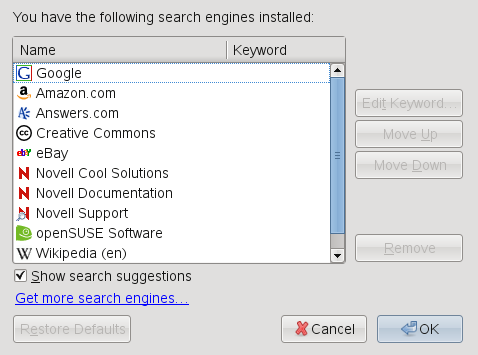 Manage Search Engines