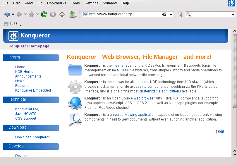 The Browser Window of Konqueror