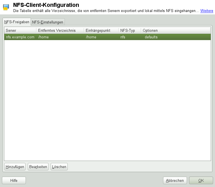 Konfiguration des NFS-Clients mit YaST