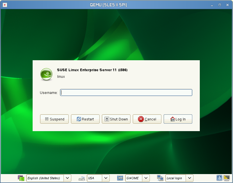 QEMU Window with SLES 11 SP1 as VM Guest
