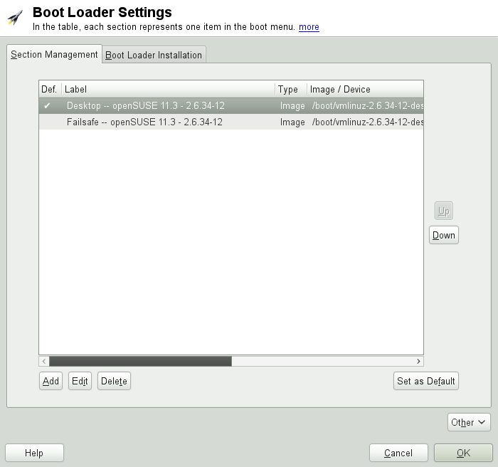 Boot Loader Settings