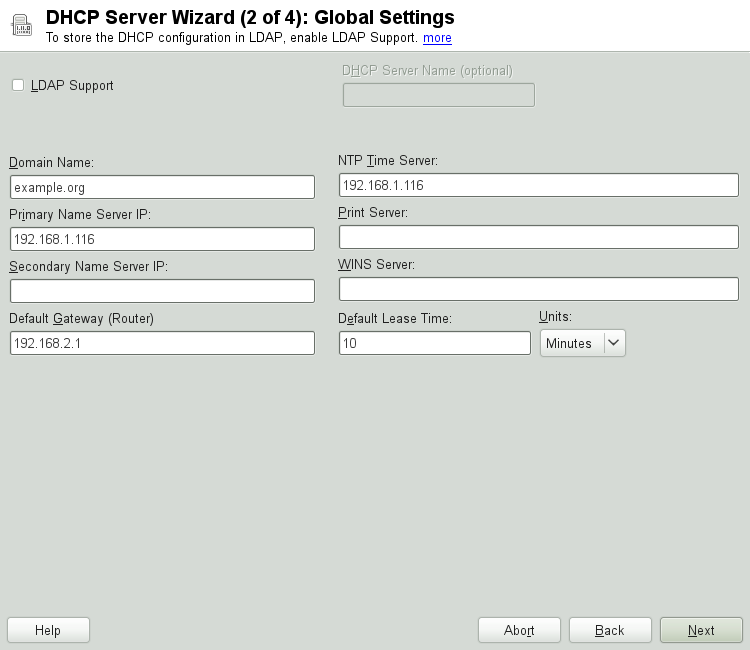 DHCP Server: Global Settings