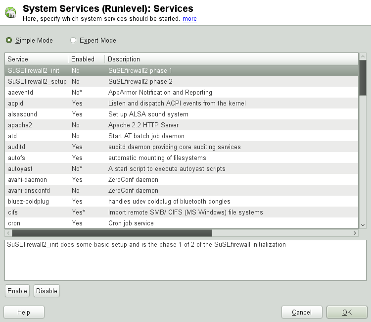 System Services (Runlevel)