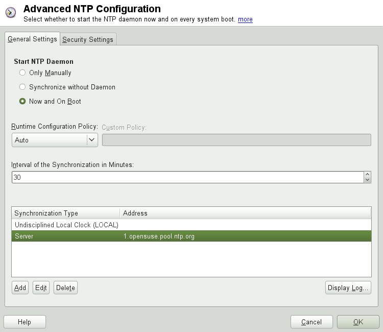 Advanced NTP Configuration: General Settings