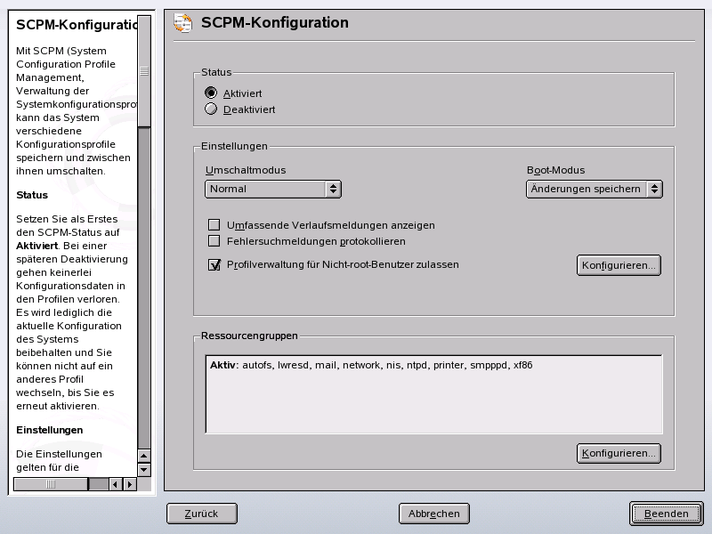 YaST: Grundlegende SCPM-Konfiguration