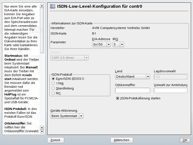 ISDN-Konfiguration