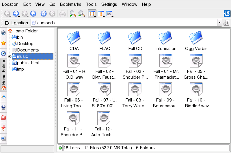 Ripping Audio Data with Konqueror