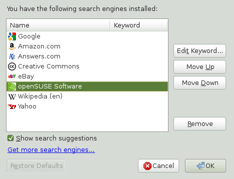 Manage Search Engines