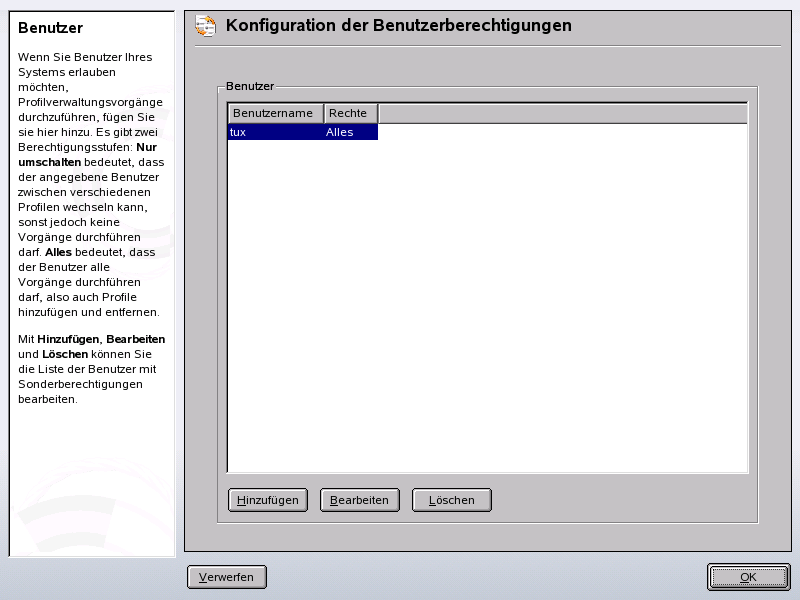 YaST: Konfigurieren von SCPM-Benutzern