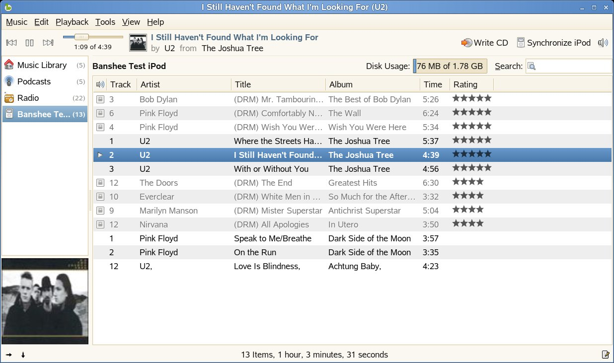 Banshee MP3 Playback from an iPod Mini