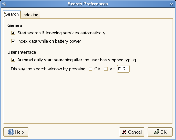 Search Preferences dialog box