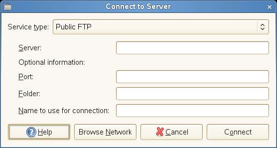 Connect to Server dialog box