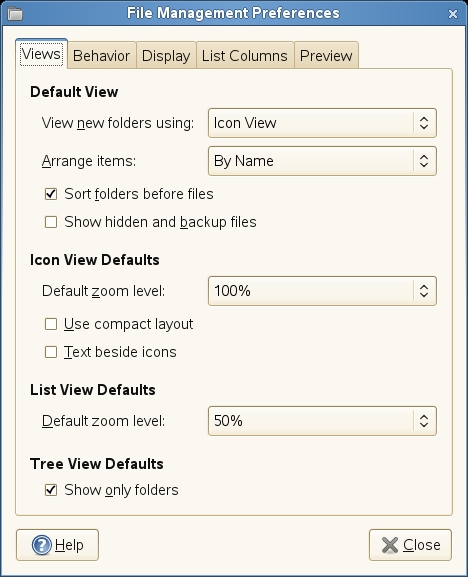 File Manager Preferences