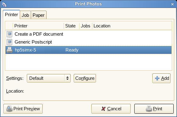 F-Spot Print Photos dialog box