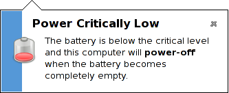 GNOME Power Manager Notification When the System Power is Critically Low