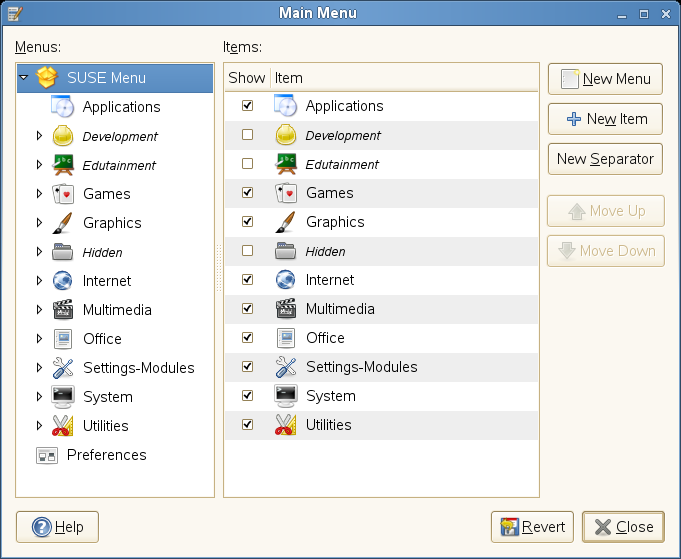 Main Menu Editor