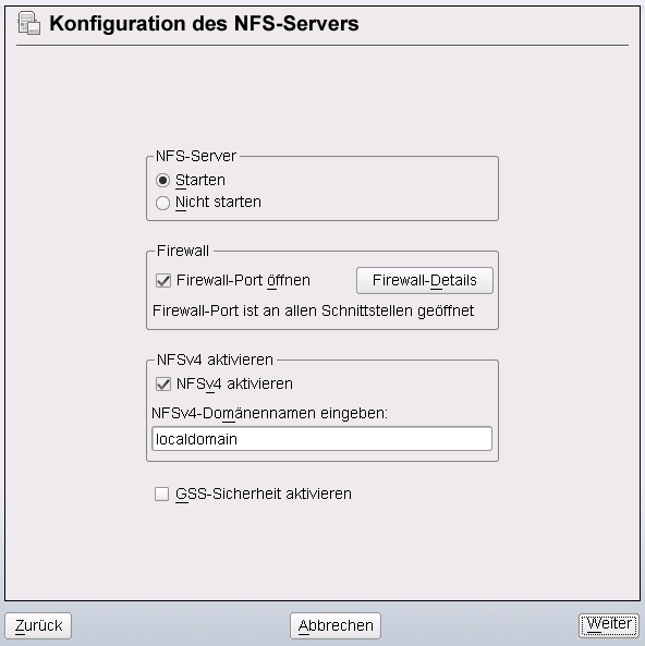 Konfiguration des NFS-Servers