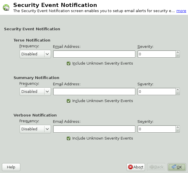 Security event notification window