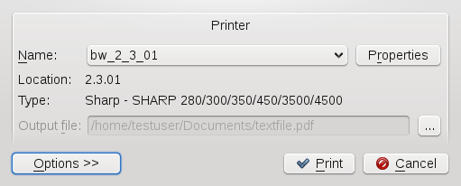 KDE Print Dialog