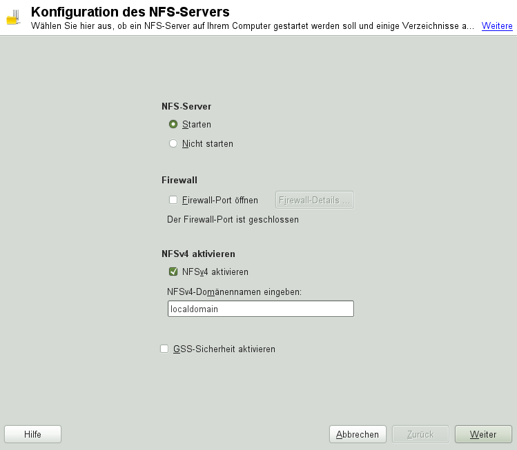 Konfiguration des NFS-Servers