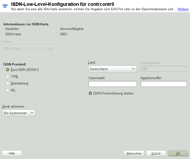 ISDN-Konfiguration