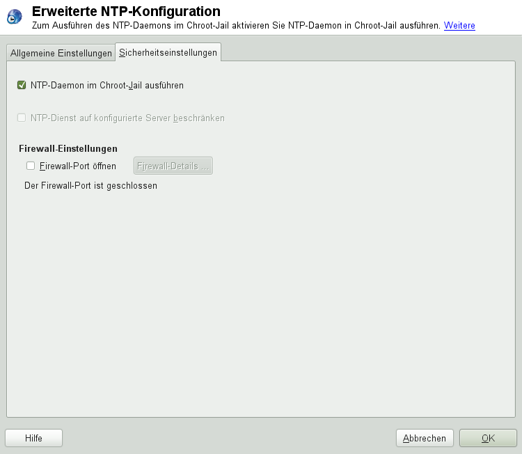 Erweiterte NTP-Konfiguration: Sicherheitseinstellungen