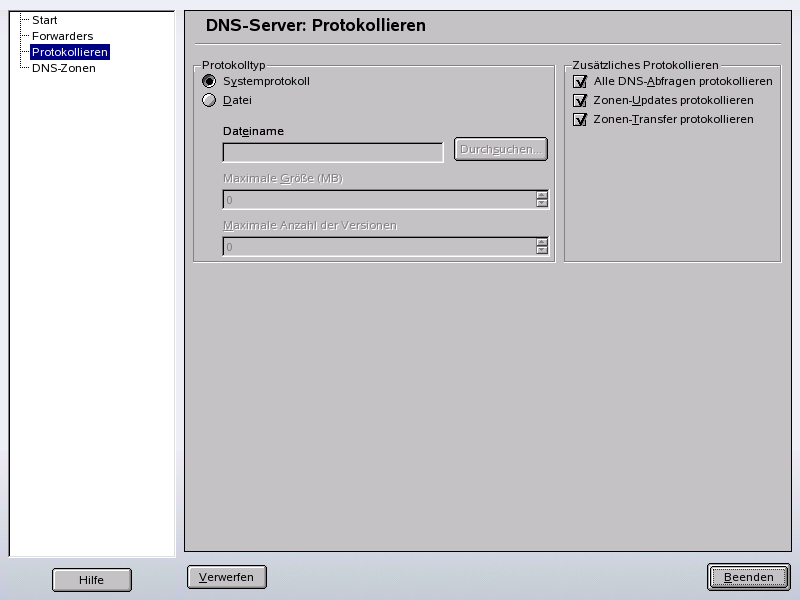 DNS-Server: Protokollieren