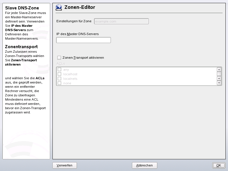 DNS-Server: Zonen-Editor des Slave