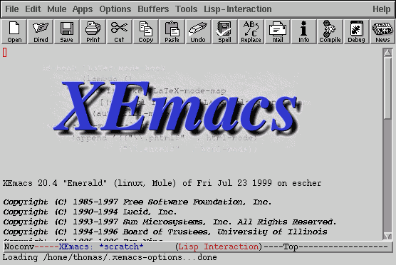 Startbildschirm des Xemacs