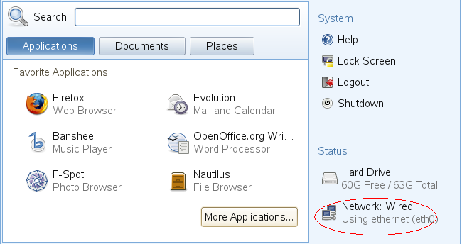 Network Connections Icon in the Main Menu