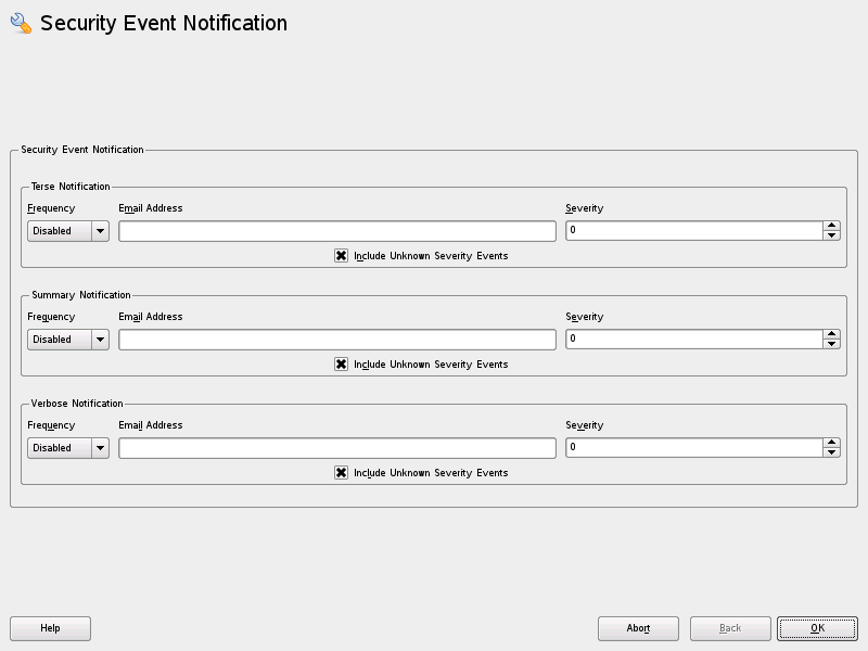 Security event notification window