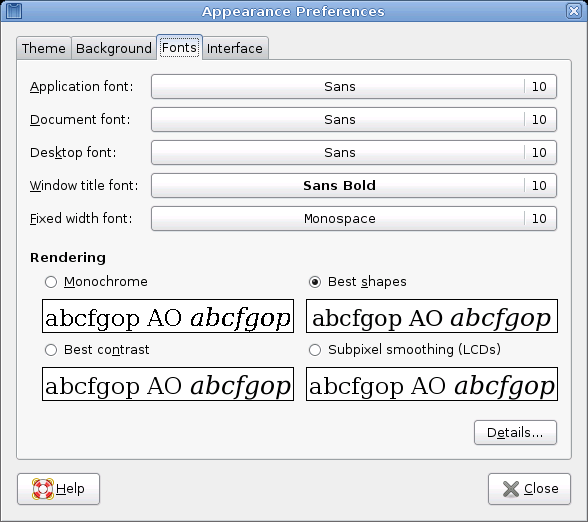 Font Preferences Dialog