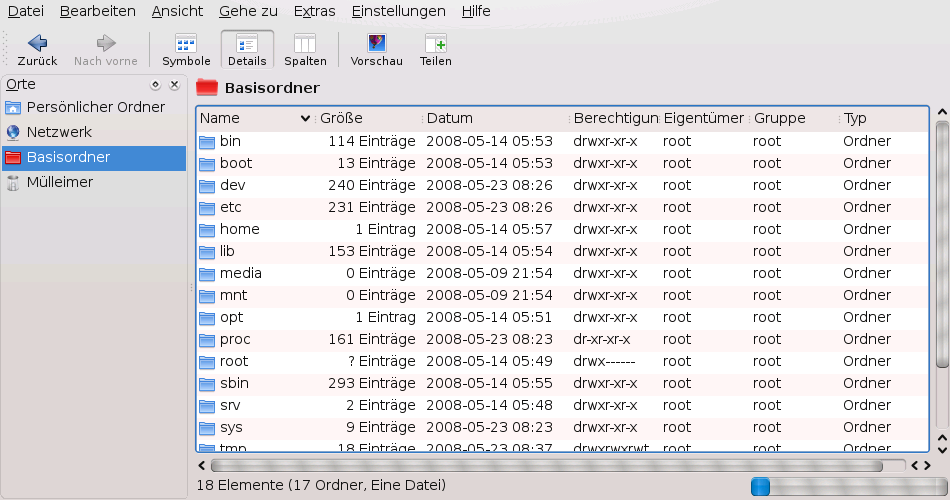 Dateizugriffsberechtigungen in der KDE-Dateiverwaltung