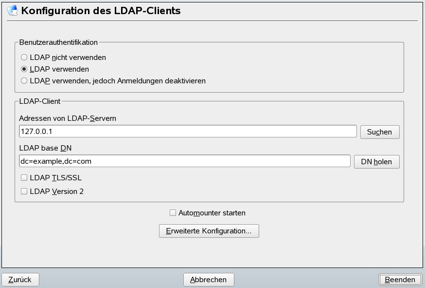 YaST: LDAP-Client-Konfiguration
