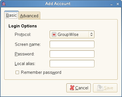 Pidgin Add Account dialog box