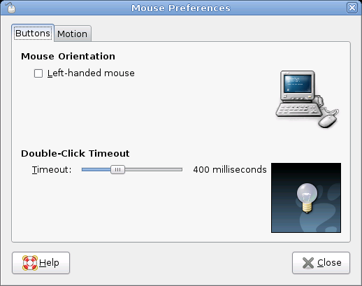 Mouse Preferences Dialog