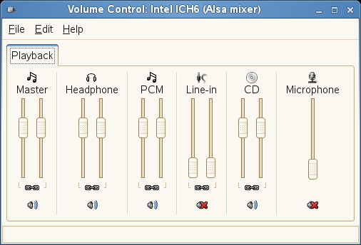 GNOME Volume Control Dialog Box