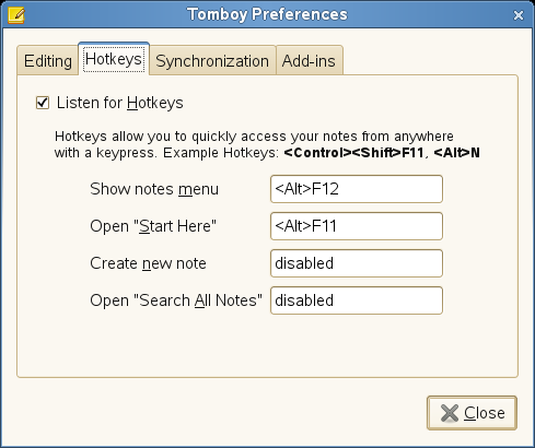 Tomboy Hotkey Preferences