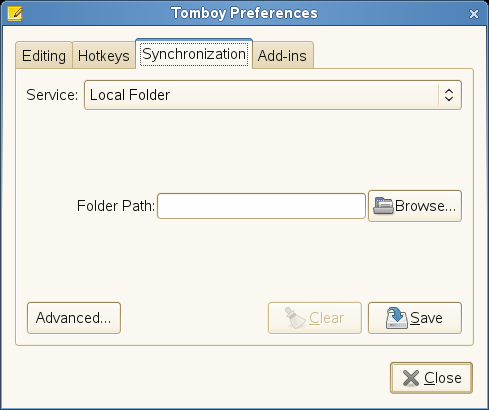 Tomboy Synchronization Preferences