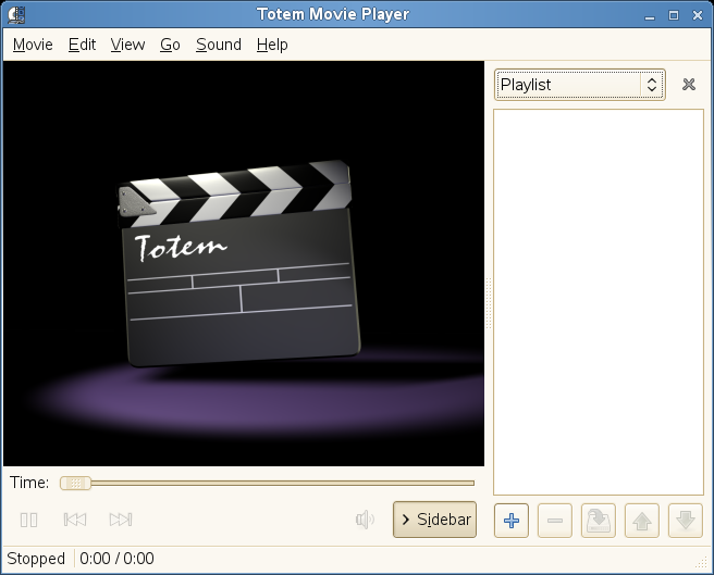 Totem Movie Player Start Up Window