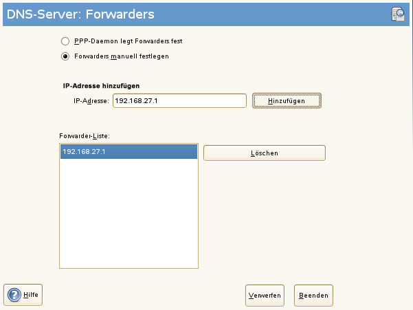 DNS-Server-Installation: Forwarder-Einstellungen