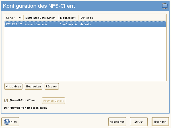 Konfiguration des NFS-Clients mit YaST